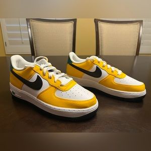 Nike Yellow and White Sneakers with Black Swoosh